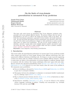 On the limits of cross-domain generalization in automated X-ray
  prediction
