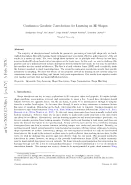 Continuous Geodesic Convolutions for Learning on 3D Shapes