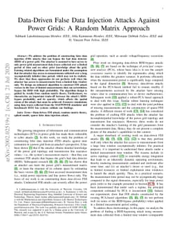 Data-Driven False Data Injection Attacks Against Power Grids: A Random
  Matrix Approach