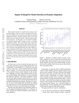 Impact of ImageNet Model Selection on Domain Adaptation