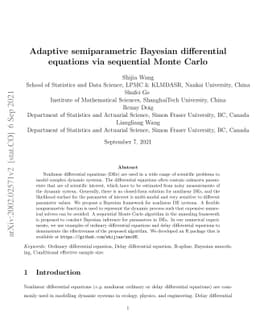 Adaptive semiparametric Bayesian differential equations via sequential
  Monte Carlo