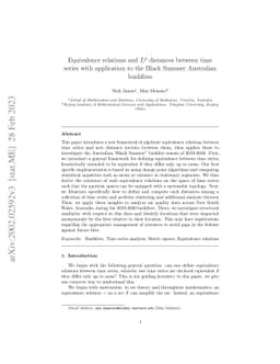 Equivalence relations and $L^p$ distances between time series with
  application to the Black Summer Australian bushfires