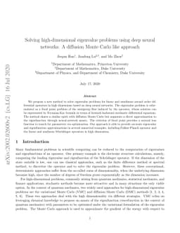 Solving high-dimensional eigenvalue problems using deep neural networks:
  A diffusion Monte Carlo like approach