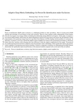 Adaptive Deep Metric Embeddings for Person Re-Identification under
  Occlusions