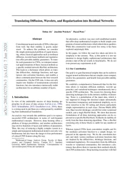 Translating Diffusion, Wavelets, and Regularisation into Residual
  Networks