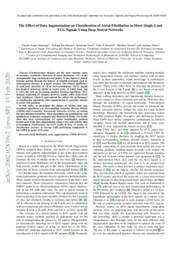 The Effect of Data Augmentation on Classification of Atrial Fibrillation
  in Short Single-Lead ECG Signals Using Deep Neural Networks