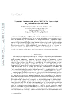 Extended Stochastic Gradient MCMC for Large-Scale Bayesian Variable
  Selection