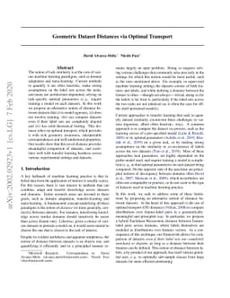 Geometric Dataset Distances via Optimal Transport