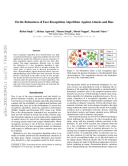 On the Robustness of Face Recognition Algorithms Against Attacks and
  Bias