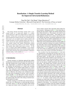 Renofeation: A Simple Transfer Learning Method for Improved Adversarial
  Robustness
