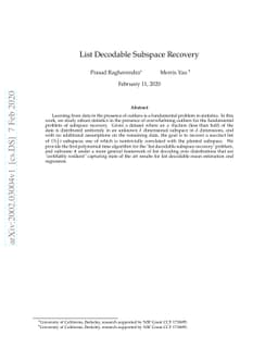 List Decodable Subspace Recovery