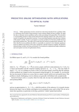 Predictive online optimisation with applications to optical flow