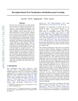 Description Based Text Classification with Reinforcement Learning