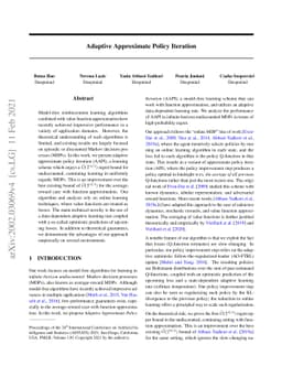 Adaptive Approximate Policy Iteration