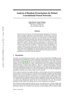 Analysis of Random Perturbations for Robust Convolutional Neural
  Networks