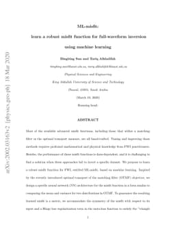 ML-misfit: Learning a robust misfit function for full-waveform inversion
  using machine learning