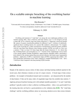 On a scalable entropic breaching of the overfitting barrier in machine
  learning