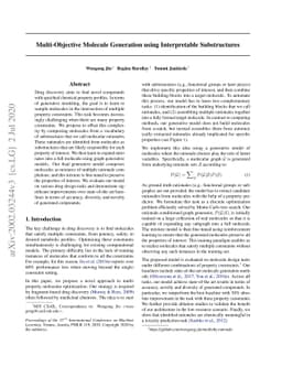 Multi-Objective Molecule Generation using Interpretable Substructures