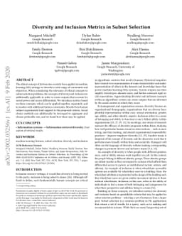 Diversity and Inclusion Metrics in Subset Selection
