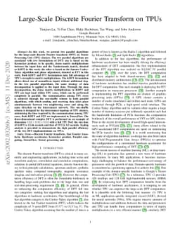 Large-Scale Discrete Fourier Transform on TPUs