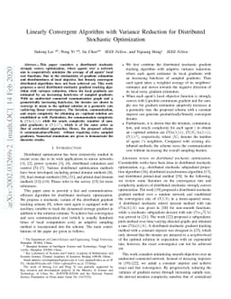 Linearly Convergent Algorithm with Variance Reduction for Distributed
  Stochastic Optimization