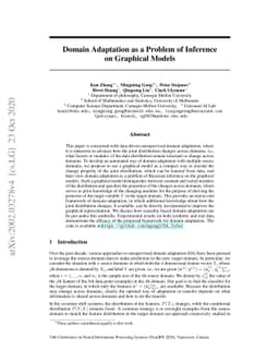 Domain Adaptation as a Problem of Inference on Graphical Models