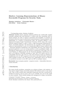 Bin2vec: Learning Representations of Binary Executable Programs for
  Security Tasks