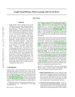 Graph Neural Distance Metric Learning with Graph-Bert