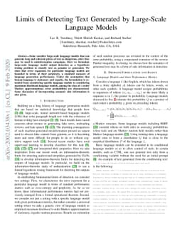 Limits of Detecting Text Generated by Large-Scale Language Models