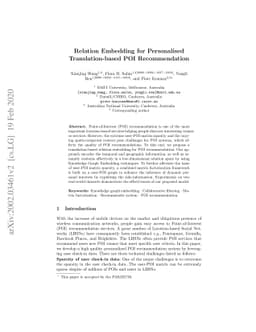Relation Embedding for Personalised POI Recommendation
