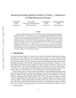 Random Smoothing Might be Unable to Certify $\ell_\infty$ Robustness for
  High-Dimensional Images