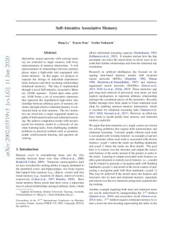 Self-Attentive Associative Memory