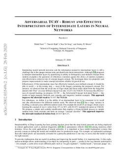 Adversarial TCAV -- Robust and Effective Interpretation of Intermediate
  Layers in Neural Networks
