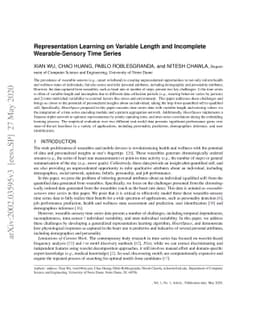 Representation Learning on Variable Length and Incomplete
  Wearable-Sensory Time Series