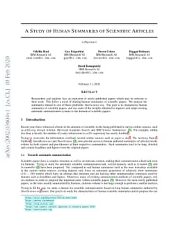 A Study of Human Summaries of Scientific Articles