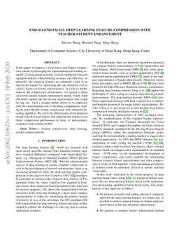 End-to-End Facial Deep Learning Feature Compression with Teacher-Student
  Enhancement