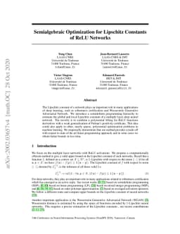 Semialgebraic Optimization for Lipschitz Constants of ReLU Networks