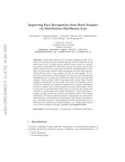 Improving Face Recognition from Hard Samples via Distribution
  Distillation Loss