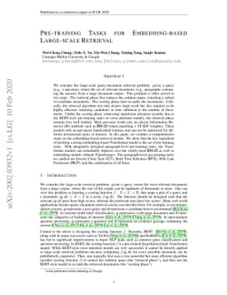 Pre-training Tasks for Embedding-based Large-scale Retrieval