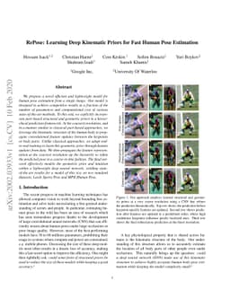 RePose: Learning Deep Kinematic Priors for Fast Human Pose Estimation