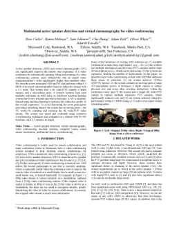 Multimodal active speaker detection and virtual cinematography for video
  conferencing