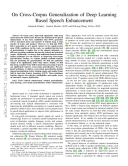 On Cross-Corpus Generalization of Deep Learning Based Speech Enhancement