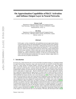 On Approximation Capabilities of ReLU Activation and Softmax Output
  Layer in Neural Networks