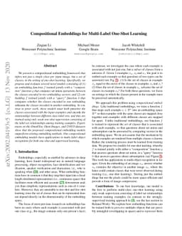 Compositional Embeddings for Multi-Label One-Shot Learning