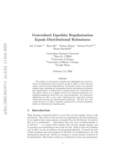 Generalised Lipschitz Regularisation Equals Distributional Robustness