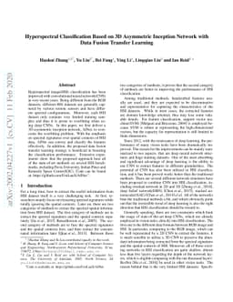 Hyperspectral Classification Based on 3D Asymmetric Inception Network
  with Data Fusion Transfer Learning