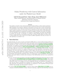 Online Preselection with Context Information under the Plackett-Luce
  Model