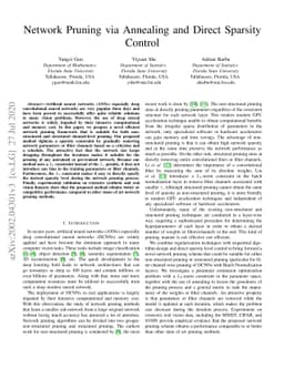 Network Pruning via Annealing and Direct Sparsity Control