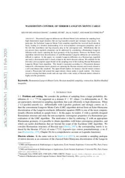 Wasserstein Control of Mirror Langevin Monte Carlo
