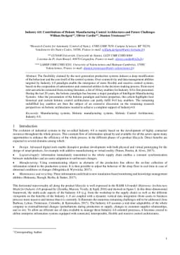 Industry 4.0: contributions of holonic manufacturing control
  architectures and future challenges